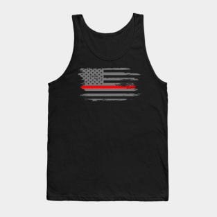 Thin Red Line Fireman Fire Rescue American Flag Tank Top